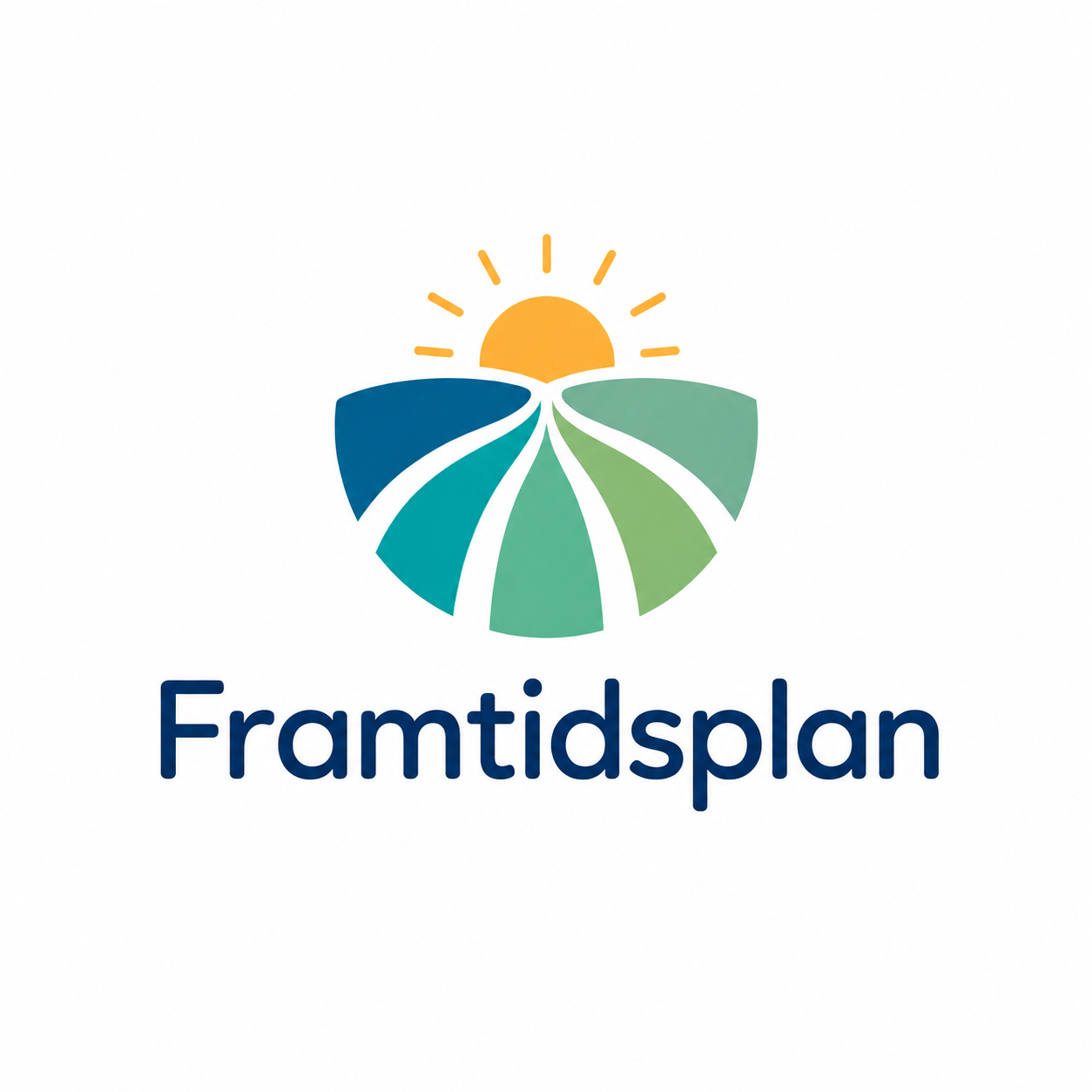 Framtidsplan – logotyp med sol och vägar mot framtiden